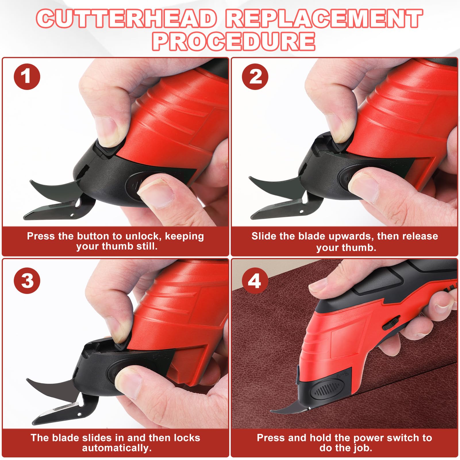 Cordless Electric Scissors 4 2V Rechargeable with 3 Blades Safety Lock for Fabric Cardboard Carpet zrendora