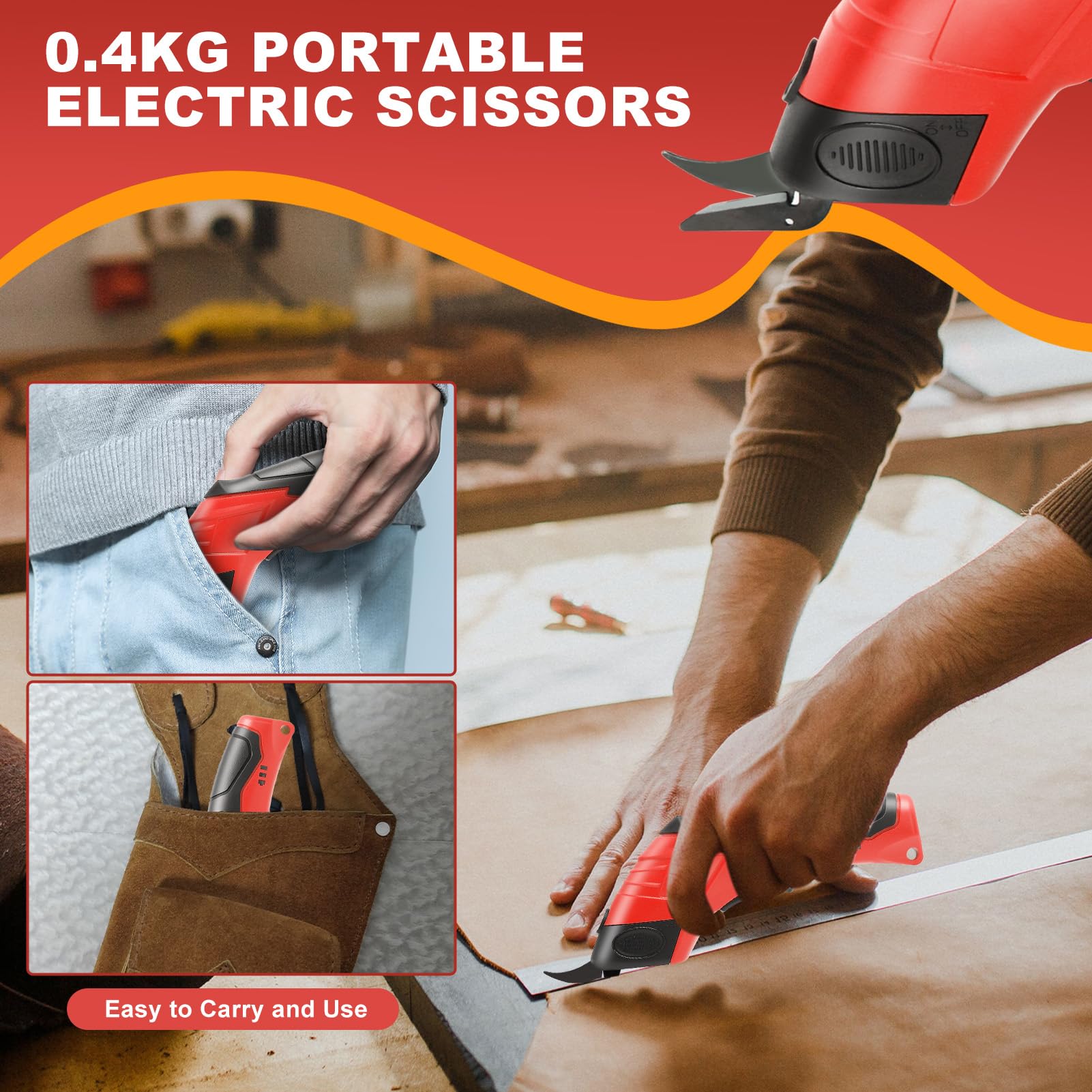 Cordless Electric Scissors 4 2V Rechargeable with 3 Blades Safety Lock for Fabric Cardboard Carpet zrendora