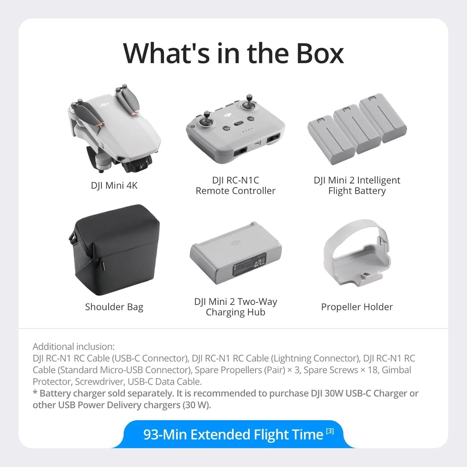 DJI Mini 4K, Drone with 4K UHD Camera for Adults, Under 249 g, 3-Axis Gimbal Stabilization, 10km Video Transmission, Auto Return, Wind Resistance, 1 Battery for 31-Min Max Flight Time, Intelligent Flight