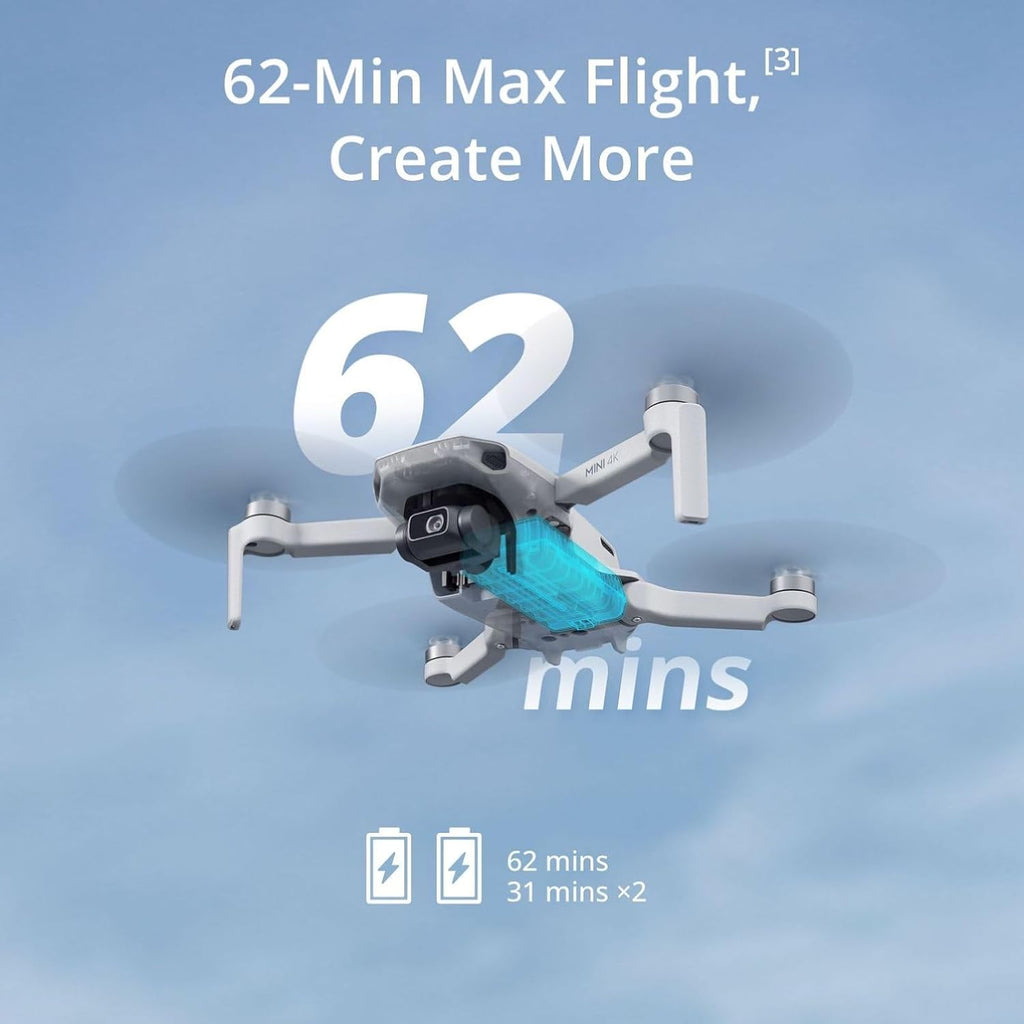 DJI Mini 4K, Drone with 4K UHD Camera for Adults, Under 249 g, 3-Axis Gimbal Stabilization, 10km Video Transmission, Auto Return, Wind Resistance, 1 Battery for 31-Min Max Flight Time, Intelligent Flight