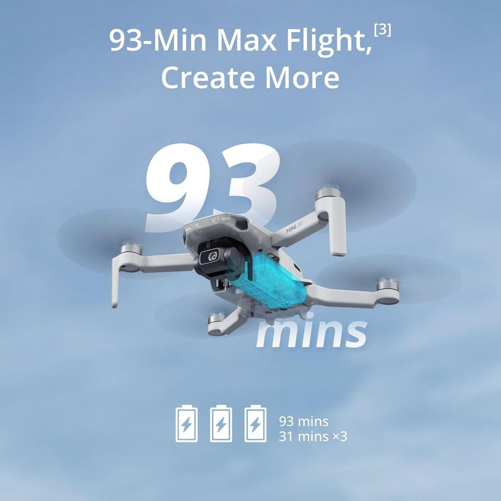 DJI Mini 4K, Drone with 4K UHD Camera for Adults, Under 249 g, 3-Axis Gimbal Stabilization, 10km Video Transmission, Auto Return, Wind Resistance, 1 Battery for 31-Min Max Flight Time, Intelligent Flight