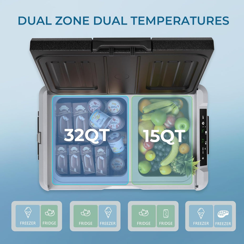 EUHOMY 12 Volt Refrigerator 53QT(50L) Electric Cooler Portable Freezer 12V/24V DC