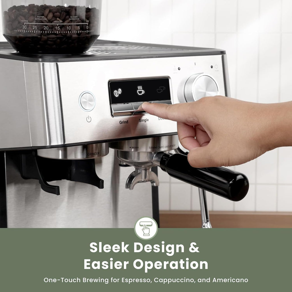 (2026 Upgrade) Gevi 20 Bar Espresso Machine with Grinder & Milk Frother, Professional Coffee Maker for Home, Cappuccino & Latte, Removable Water Tank, Steam Wand