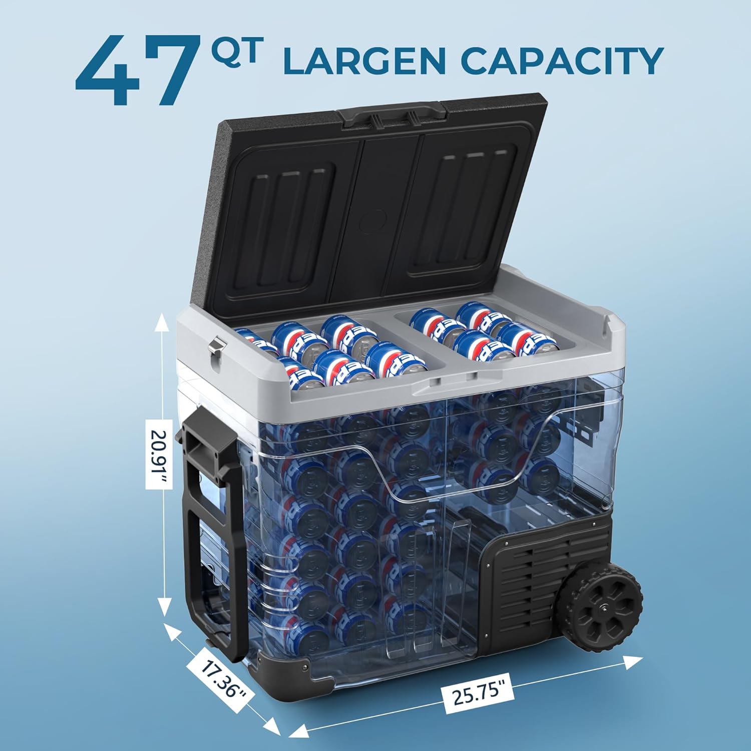 EUHOMY 12 Volt Refrigerator 53QT(50L) Electric Cooler Portable Freezer 12V/24V DC