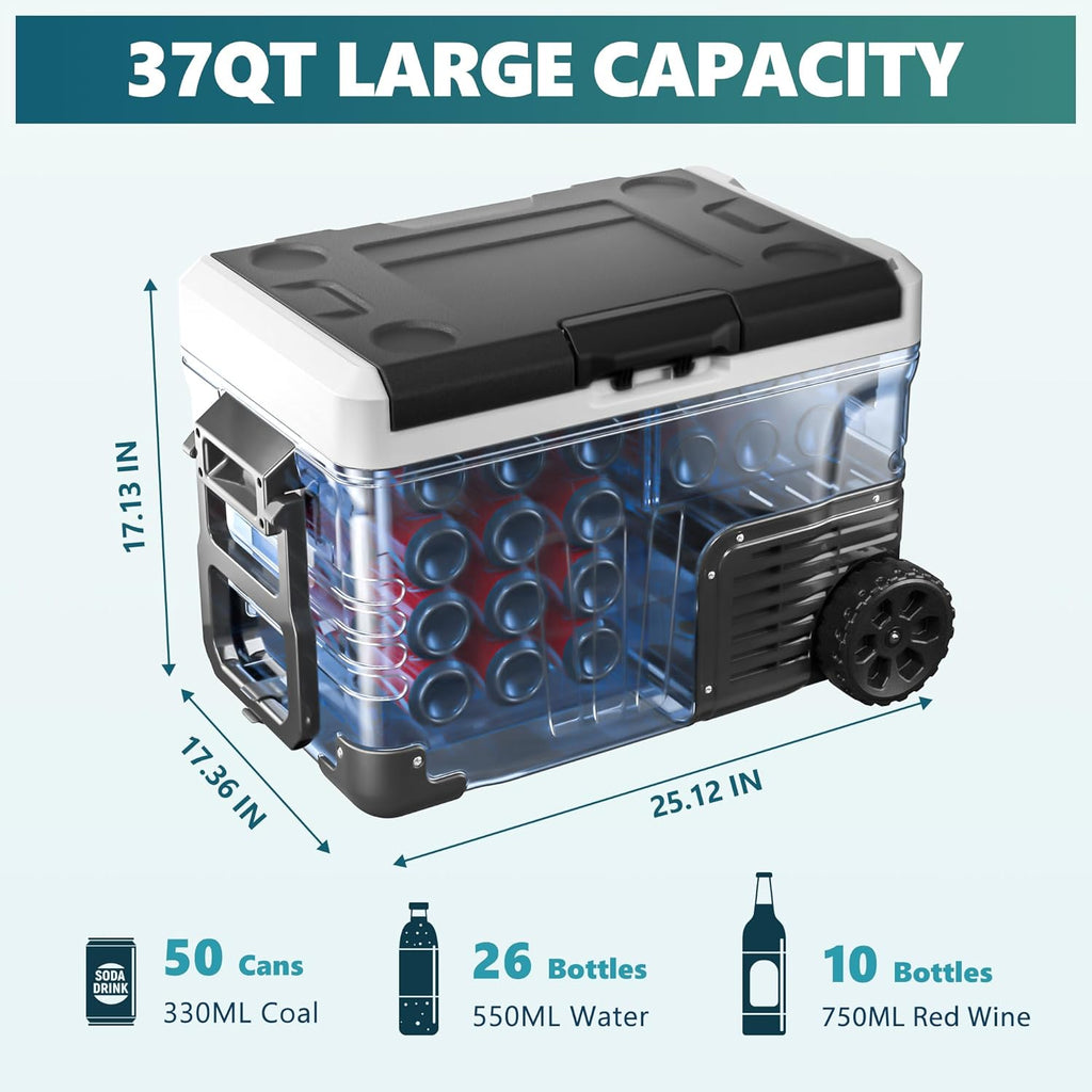 EUHOMY 12 Volt Refrigerator 53QT(50L) Electric Cooler Portable Freezer 12V/24V DC