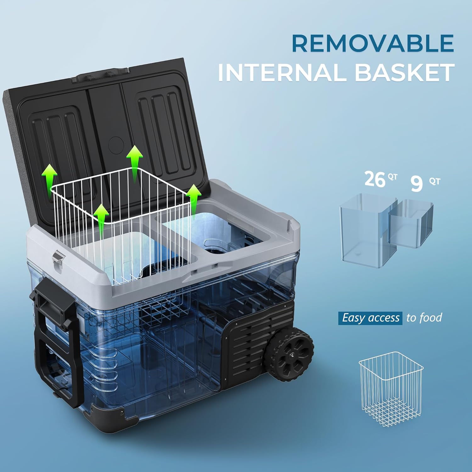 EUHOMY 12 Volt Refrigerator 53QT(50L) Electric Cooler Portable Freezer 12V/24V DC