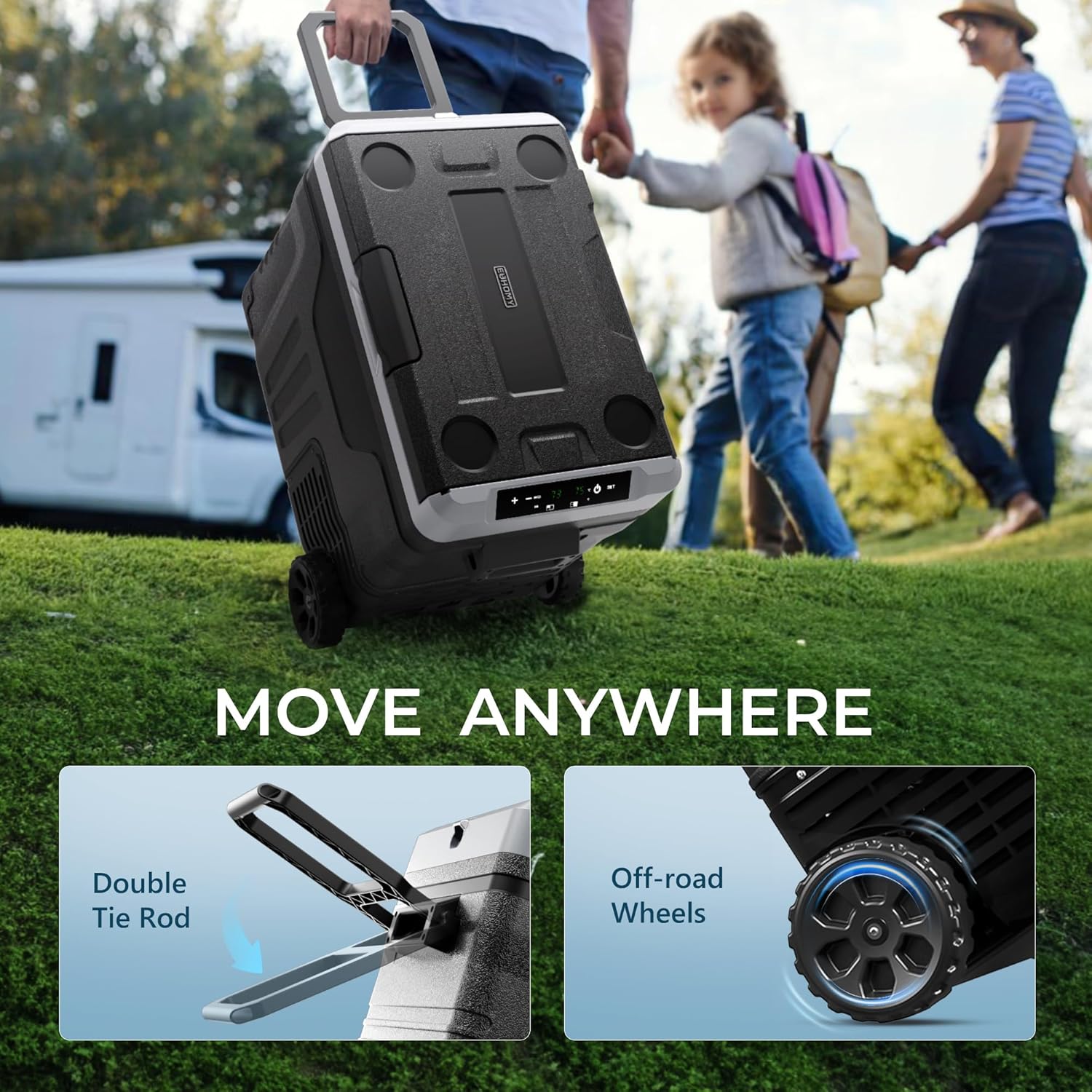 EUHOMY 12 Volt Refrigerator 53QT(50L) Electric Cooler Portable Freezer 12V/24V DC