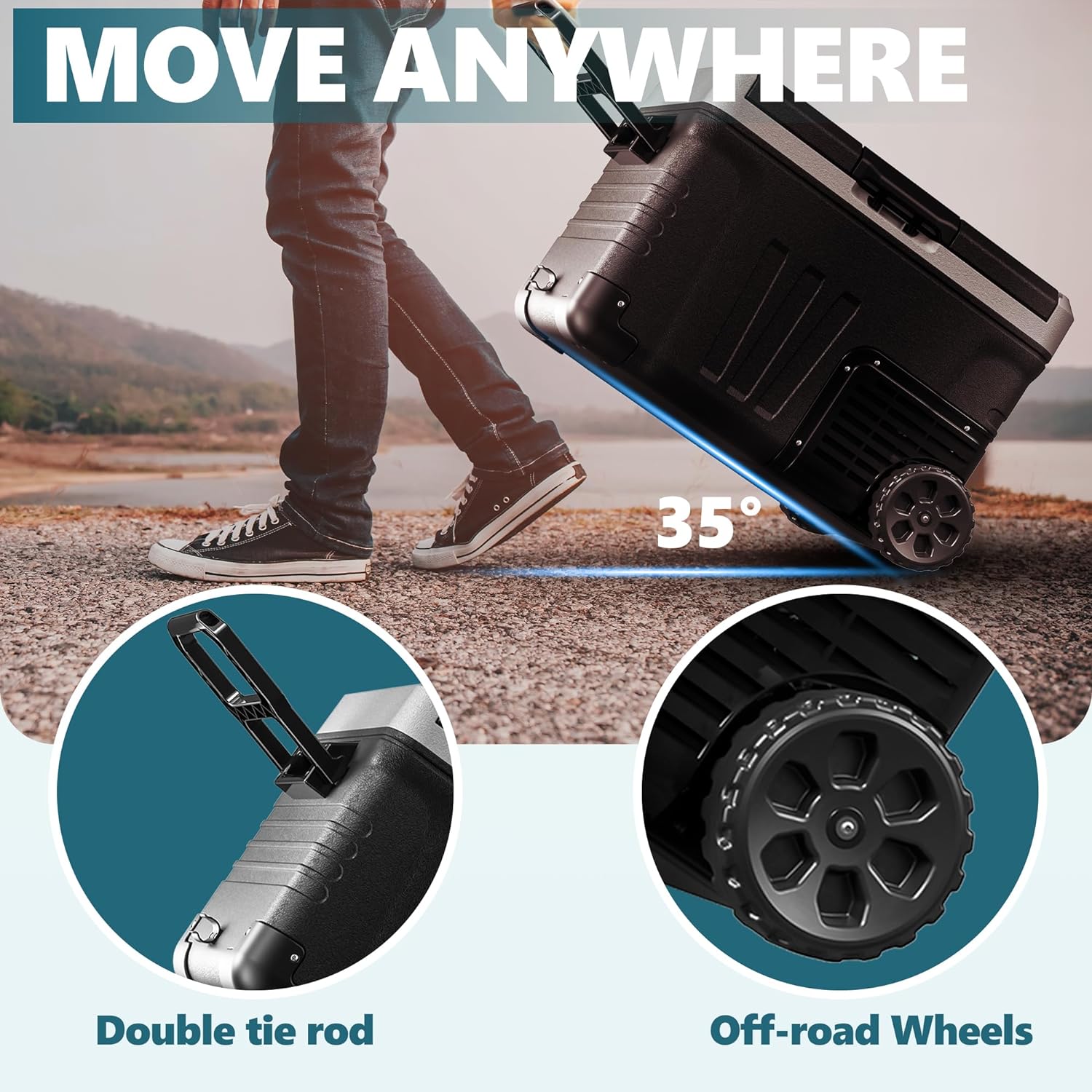 EUHOMY 12 Volt Refrigerator 53QT(50L) Electric Cooler Portable Freezer 12V/24V DC