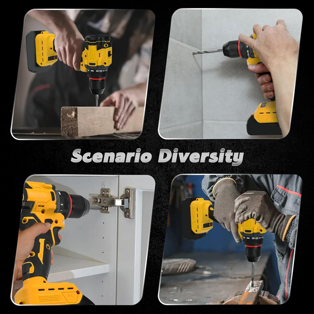 Cordless Drill Driver Compatible with Dewalt 20V Battery Brushless Two Speed