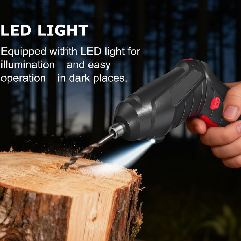 Cordless Rechargeable Screwdriver Set Compact Electric Drill with LED Light