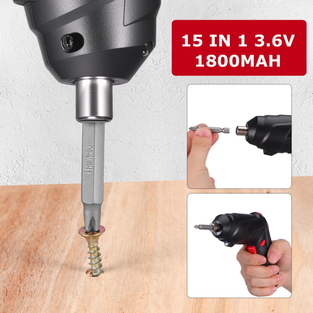 Cordless Rechargeable Screwdriver Set Compact Electric Drill with LED Light