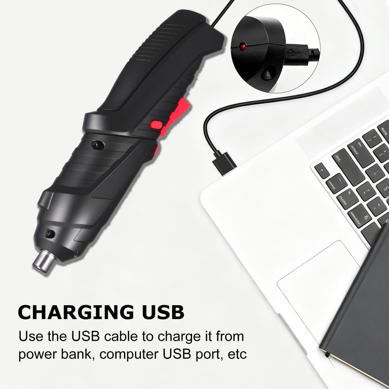 Cordless Rechargeable Screwdriver Set Compact Electric Drill with LED Light